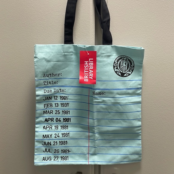 Handbags - British Library Tote Bag, Blue Library Card, NWT